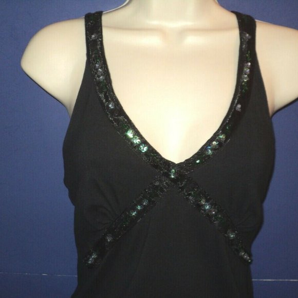 Nicole Miller Tank Top Black XS Beaded & Sequins - Picture 2 of 4